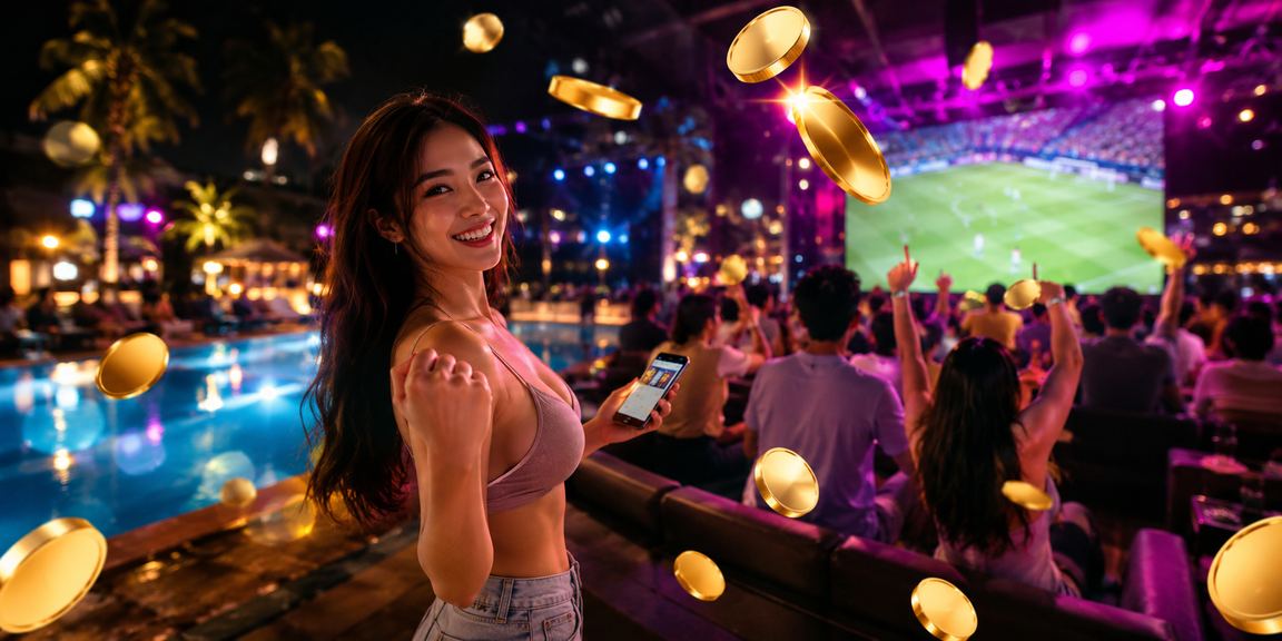 Ánh đèn neon sôi động tại khu vực casino và cá cược Mũi Né về đêm