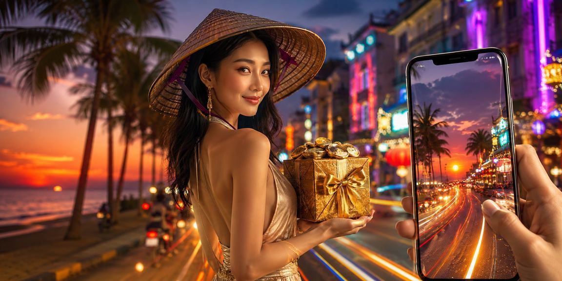 Thành viên VIP truy cập casino trên điện thoại tại bãi biển Phú Quốc